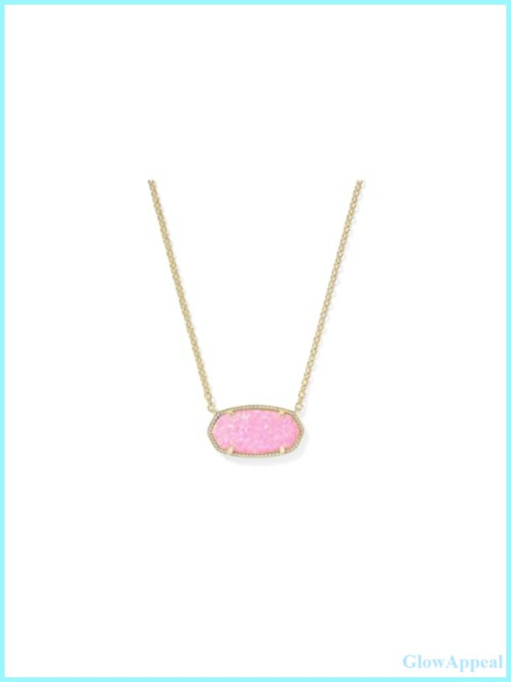 14K Gold Plated Brass Pendant Necklace with Opal, Lobster Clasp